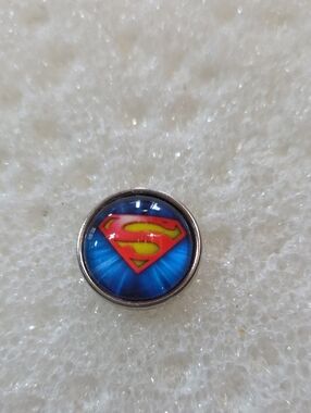 Blue and Red Superhero Emblem Bracelet Ginger Snap Charm 18mm